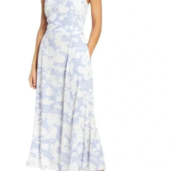Open Edit Womens Size Large Sundress Marble Print Open Back White and Blue - Picture 3 of 12